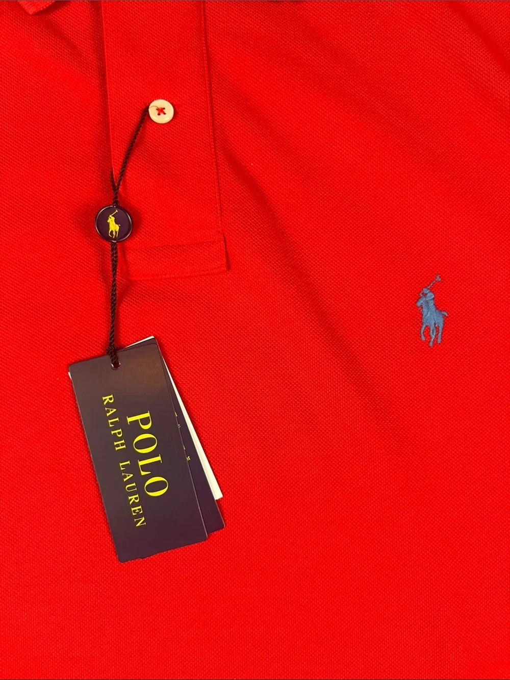 Ralph Lauren Red Short-Sleeve Polo with Blue Pony classic Fit Size: Large